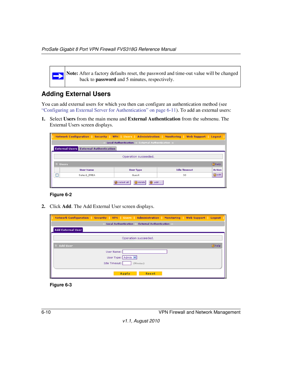 NETGEAR FVS318G manual Adding External Users 