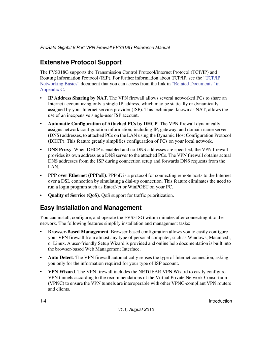 NETGEAR FVS318G manual Extensive Protocol Support, Easy Installation and Management 