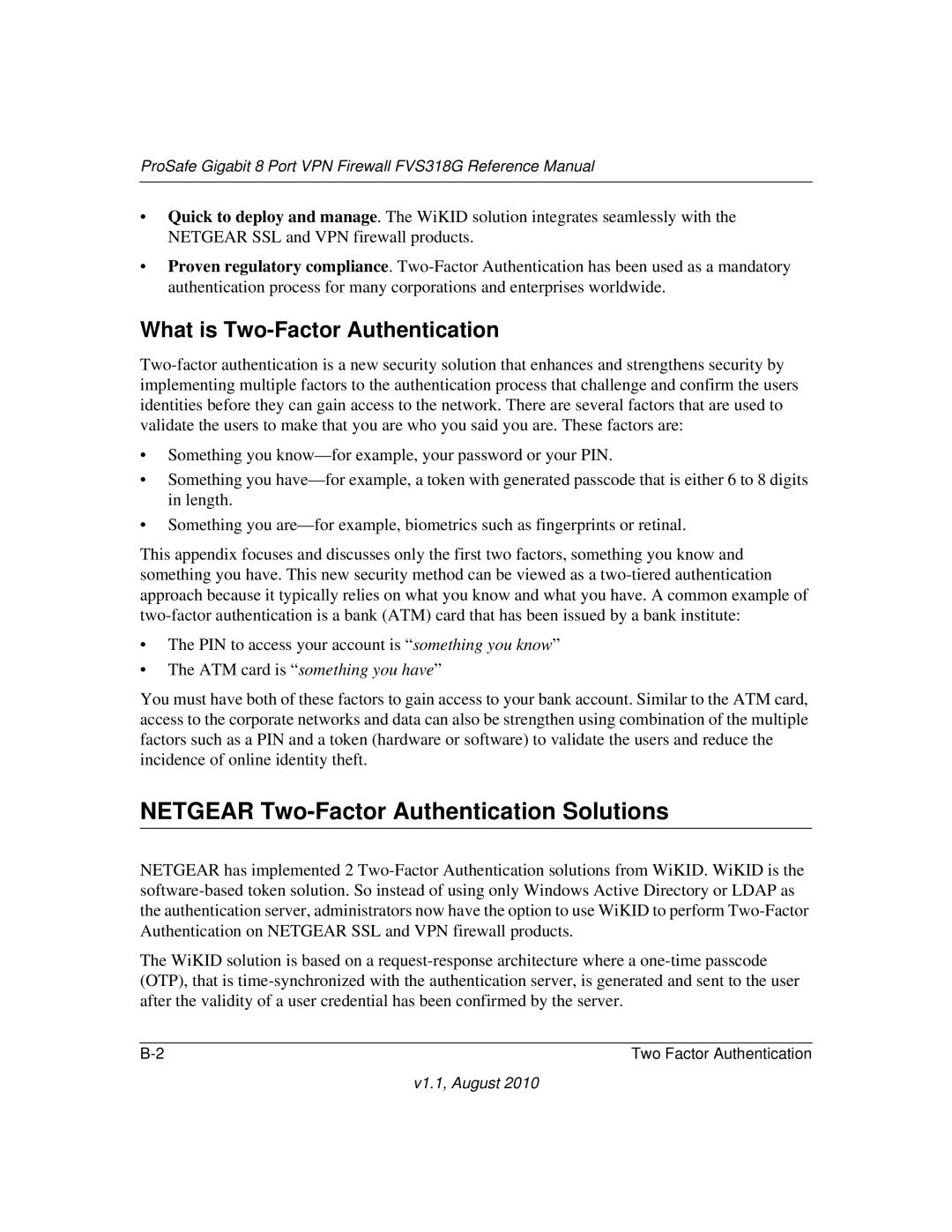 NETGEAR FVS318G manual Netgear Two-Factor Authentication Solutions, What is Two-Factor Authentication 