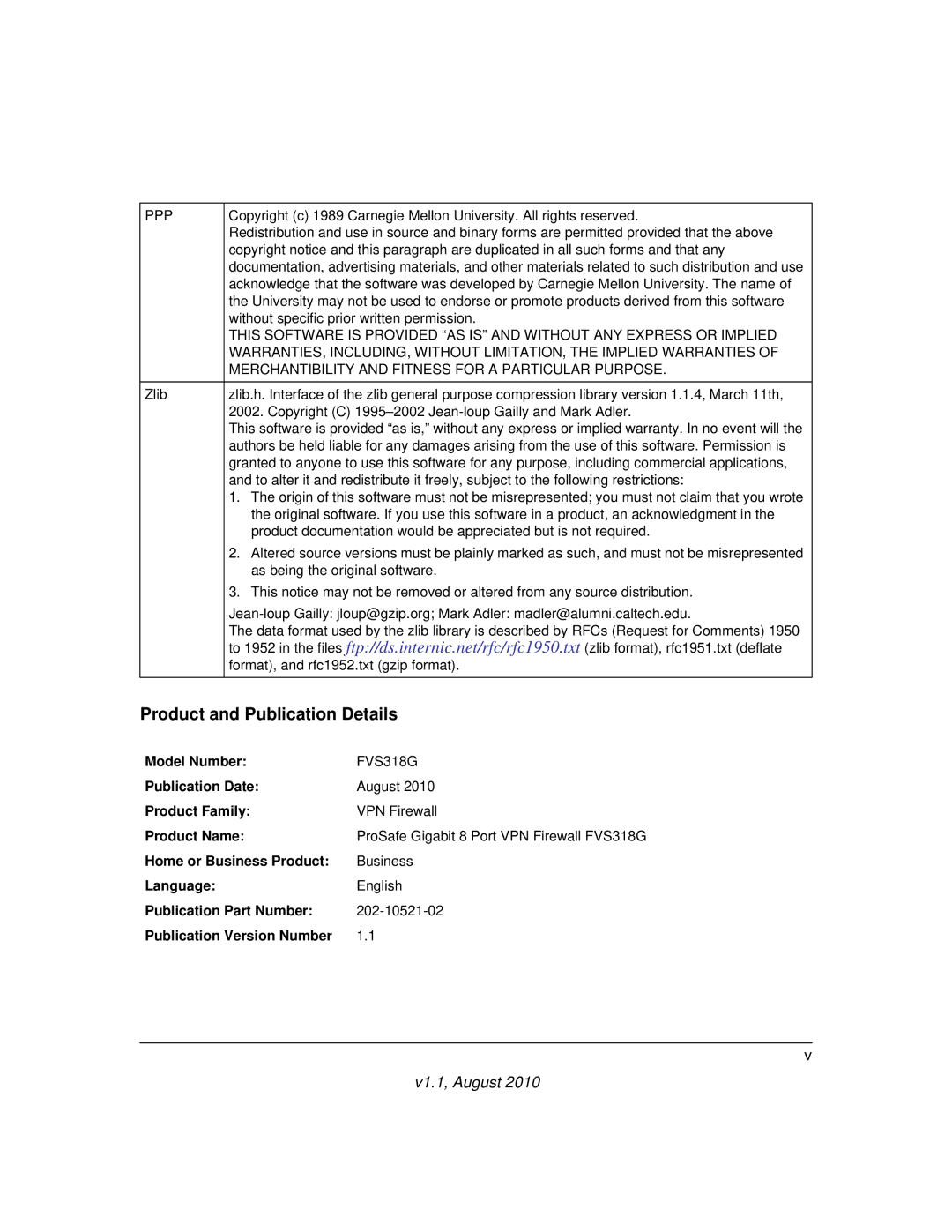 NETGEAR FVS318G manual Product and Publication Details, Model Number 