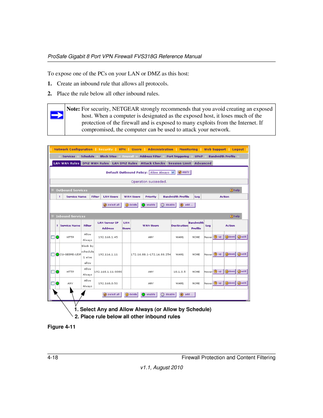 NETGEAR manual ProSafe Gigabit 8 Port VPN Firewall FVS318G Reference Manual 