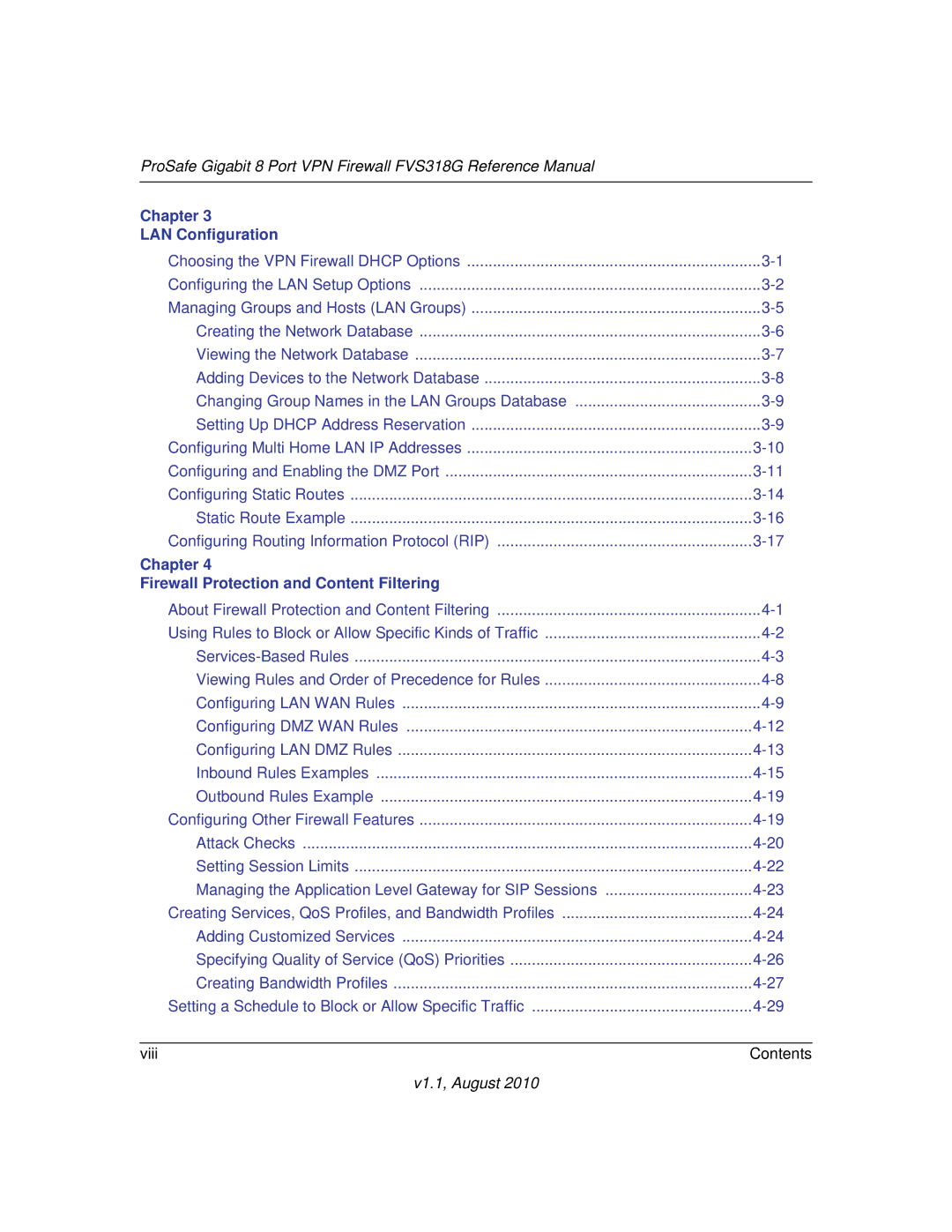 NETGEAR FVS318G manual Chapter LAN Configuration 