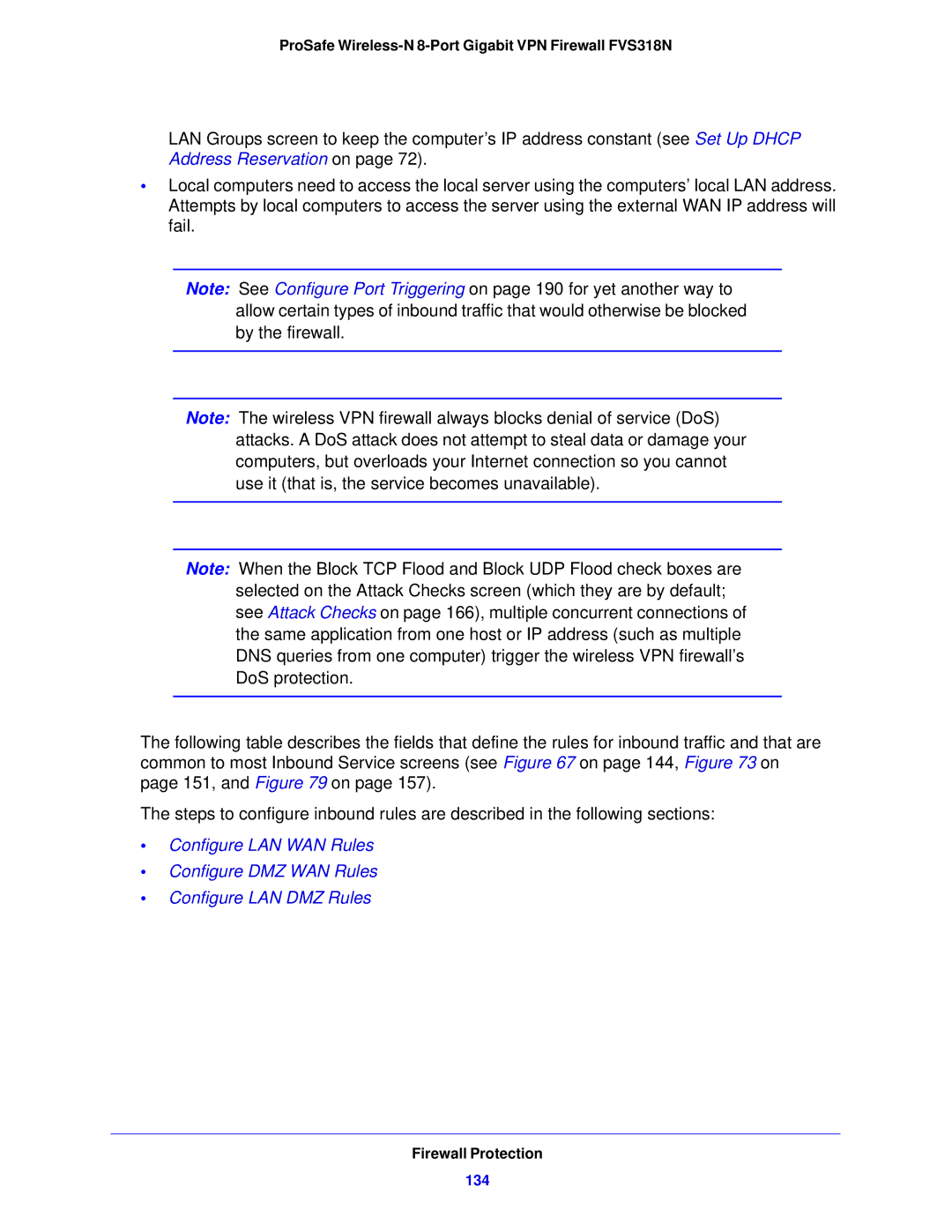 NETGEAR manual ProSafe Wireless-N 8-Port Gigabit VPN Firewall FVS318N, 134 