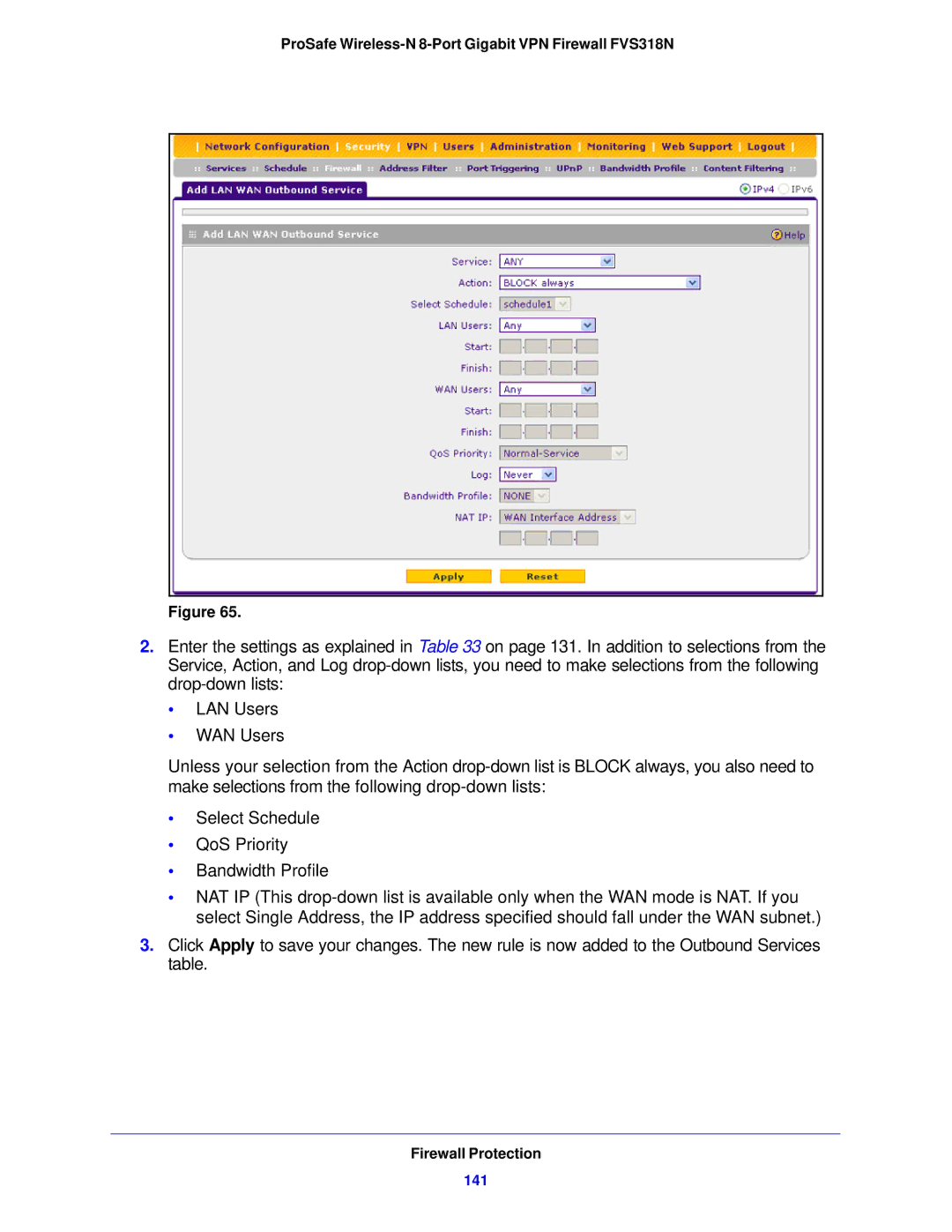 NETGEAR FVS318N manual 141 