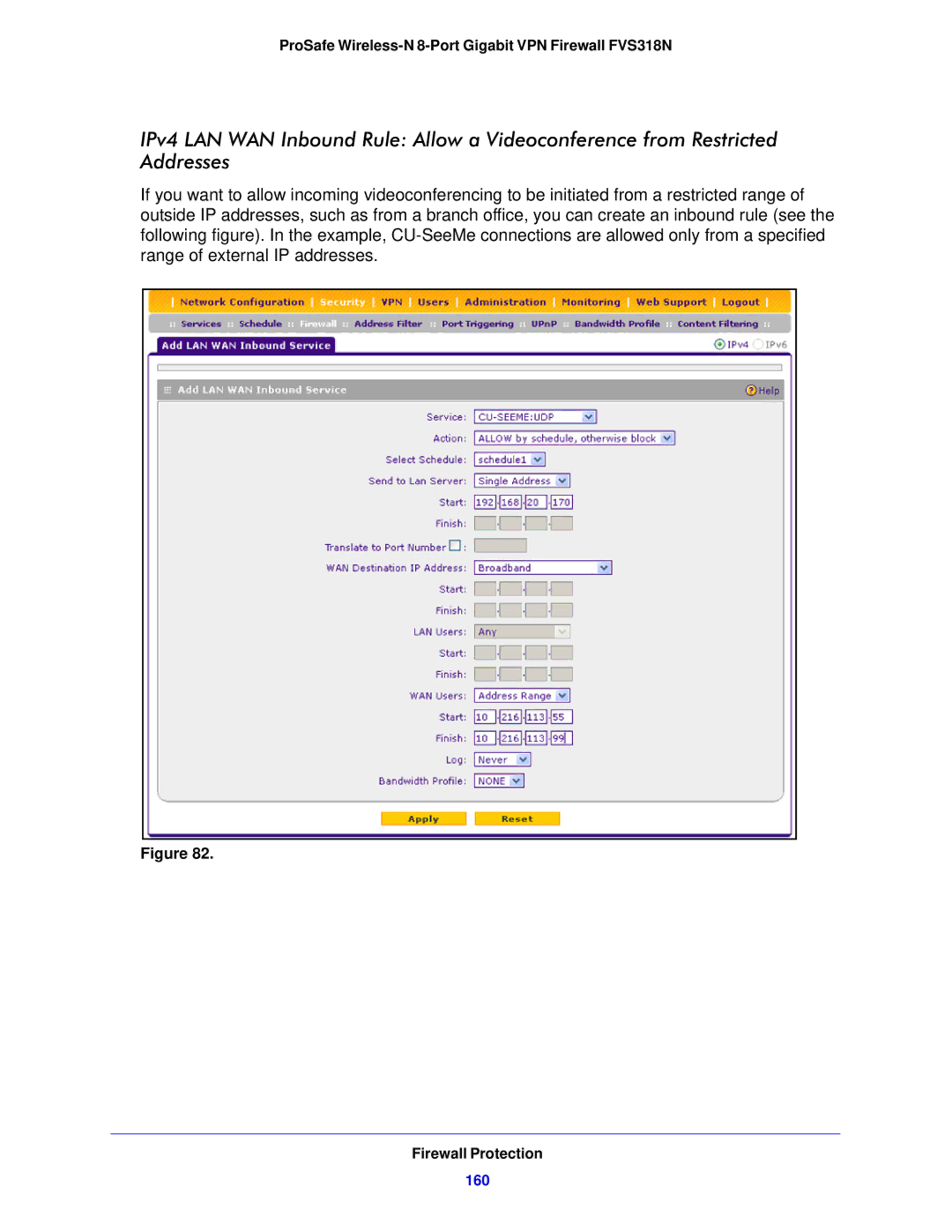 NETGEAR FVS318N manual 160 