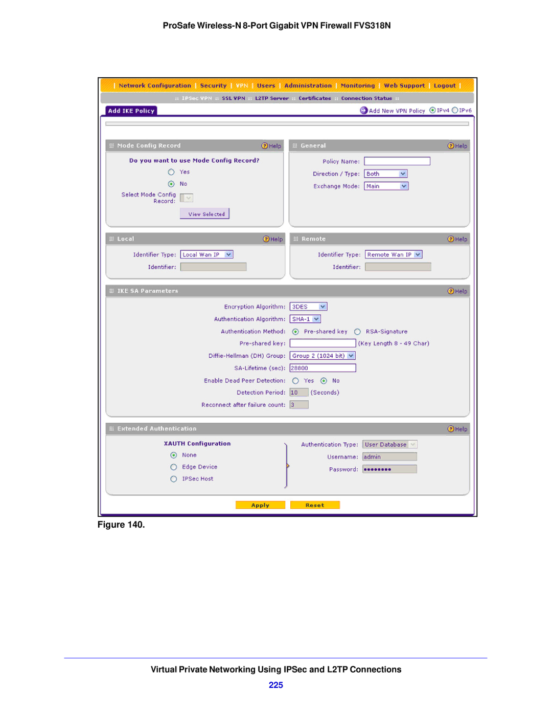 NETGEAR FVS318N manual 225 