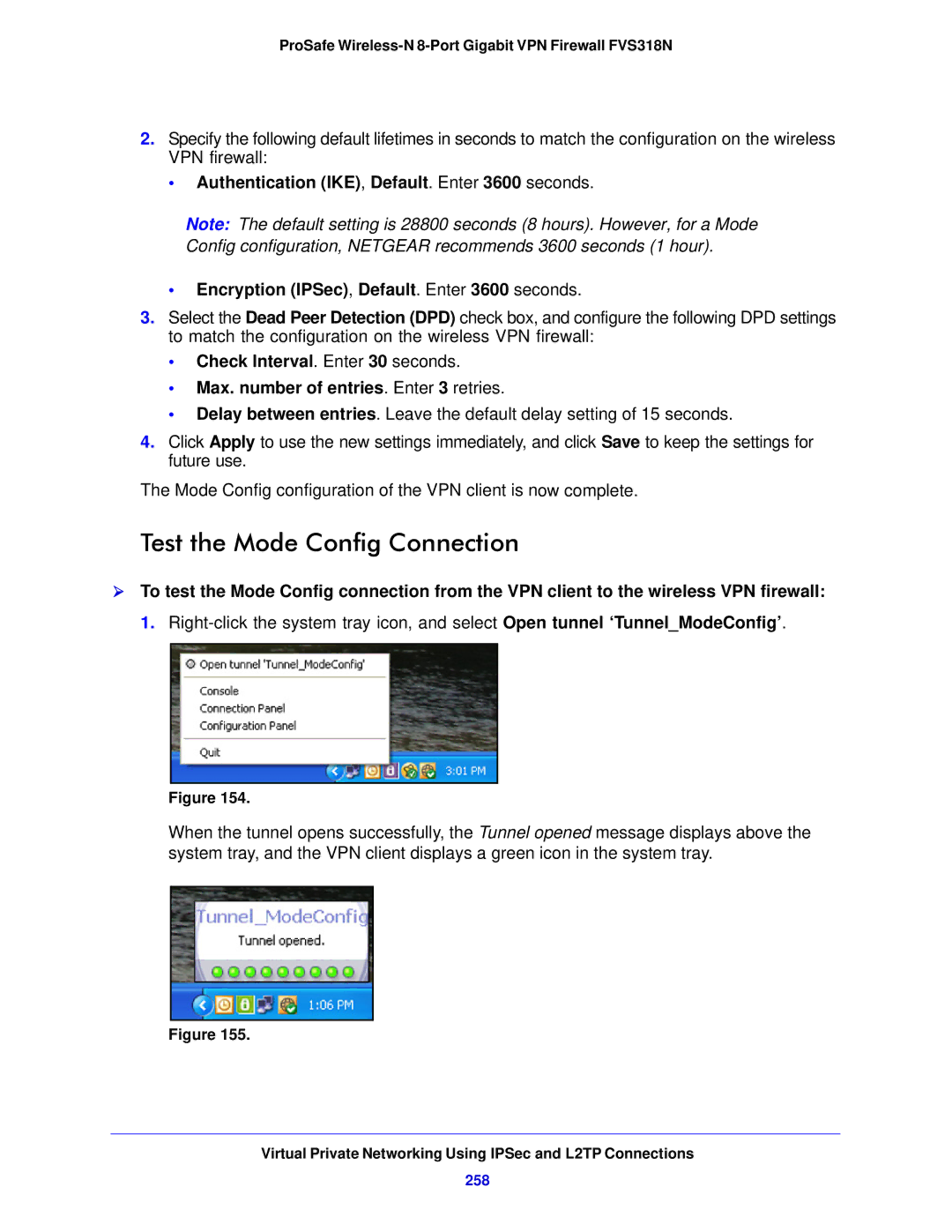 NETGEAR FVS318N manual Test the Mode Config Connection, 258 