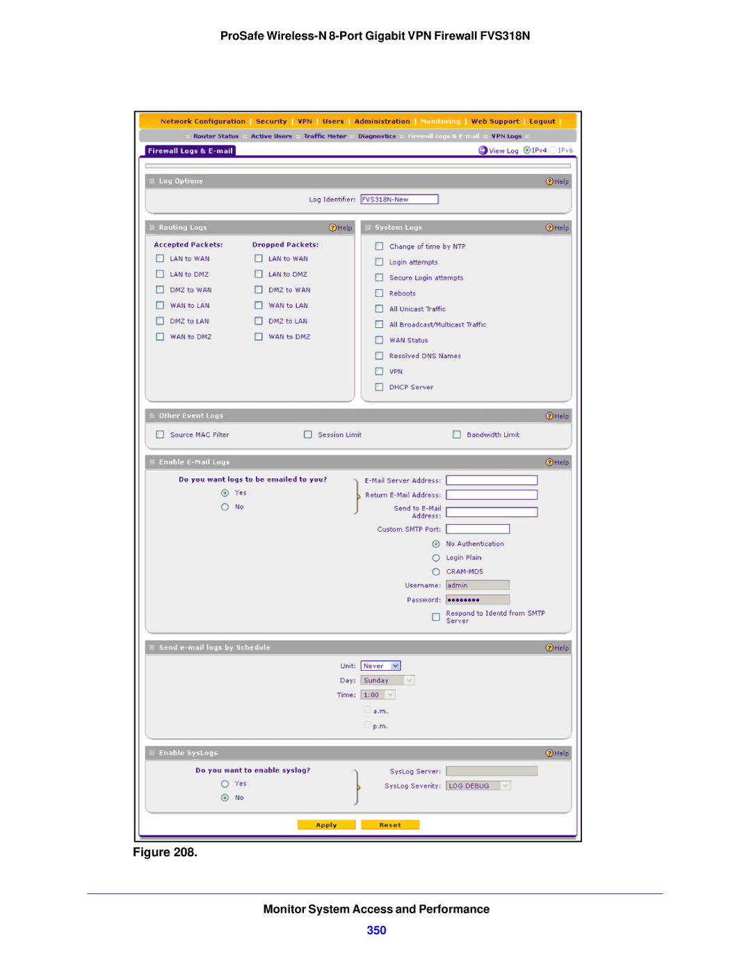 NETGEAR FVS318N manual 350 