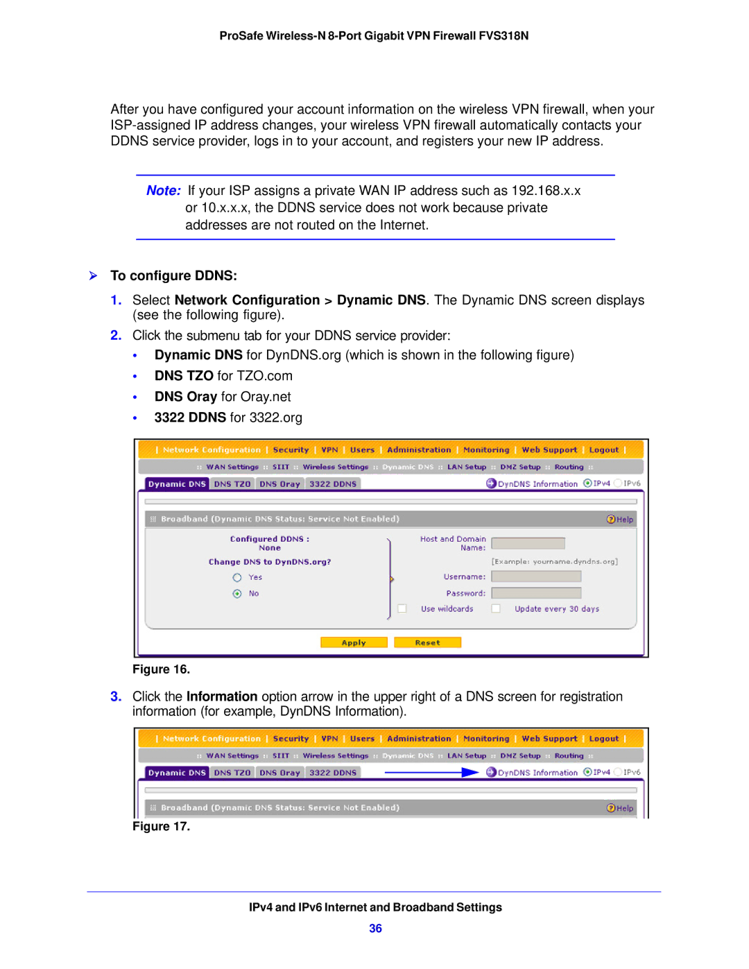 NETGEAR FVS318N manual  To configure Ddns 