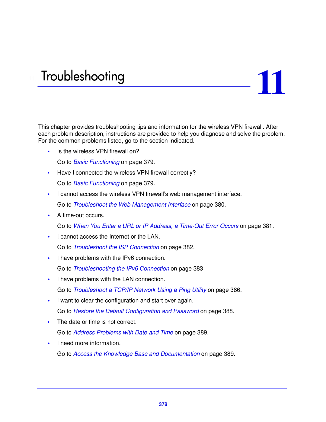 NETGEAR FVS318N manual Troubleshooting, 378 