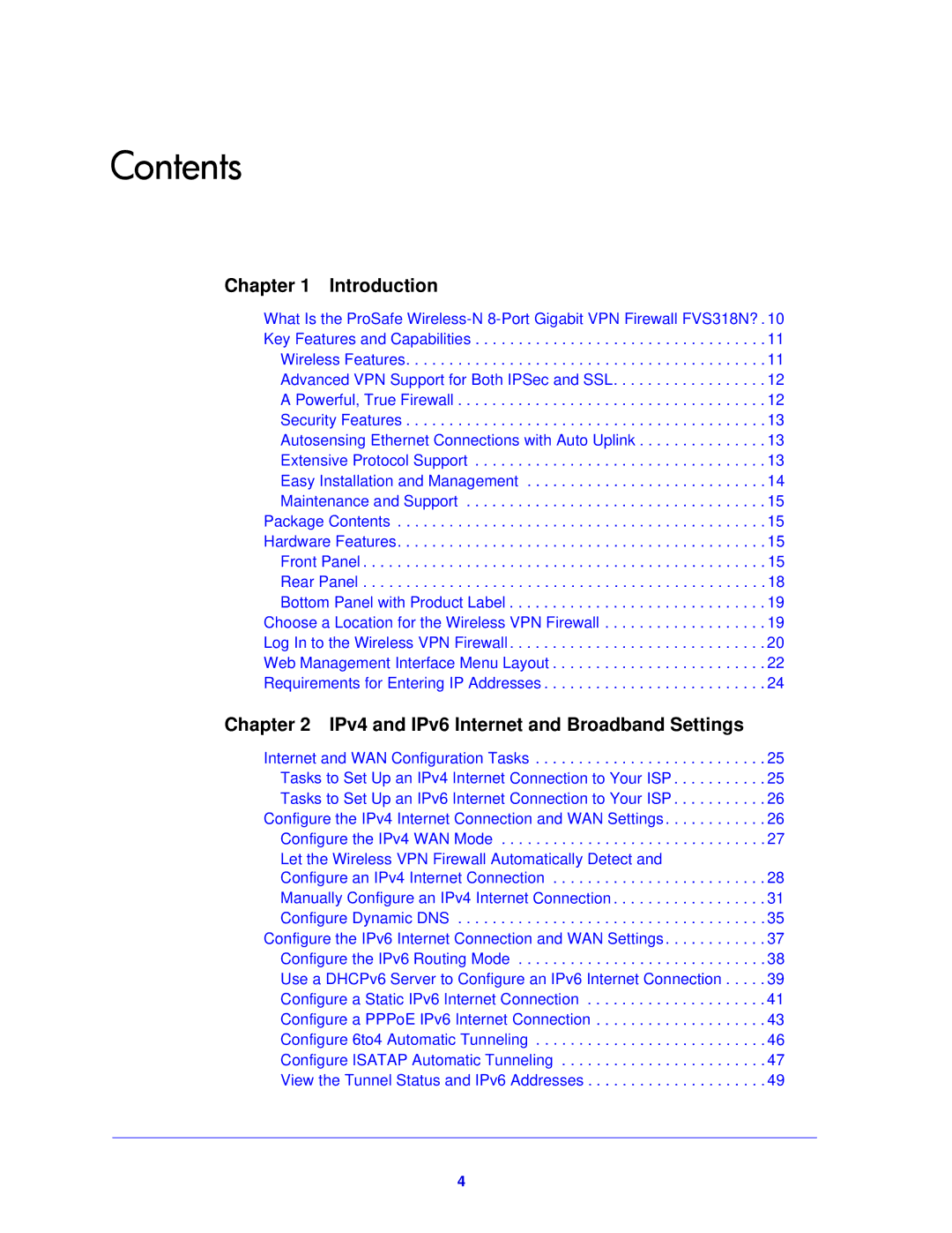 NETGEAR FVS318N manual Contents 