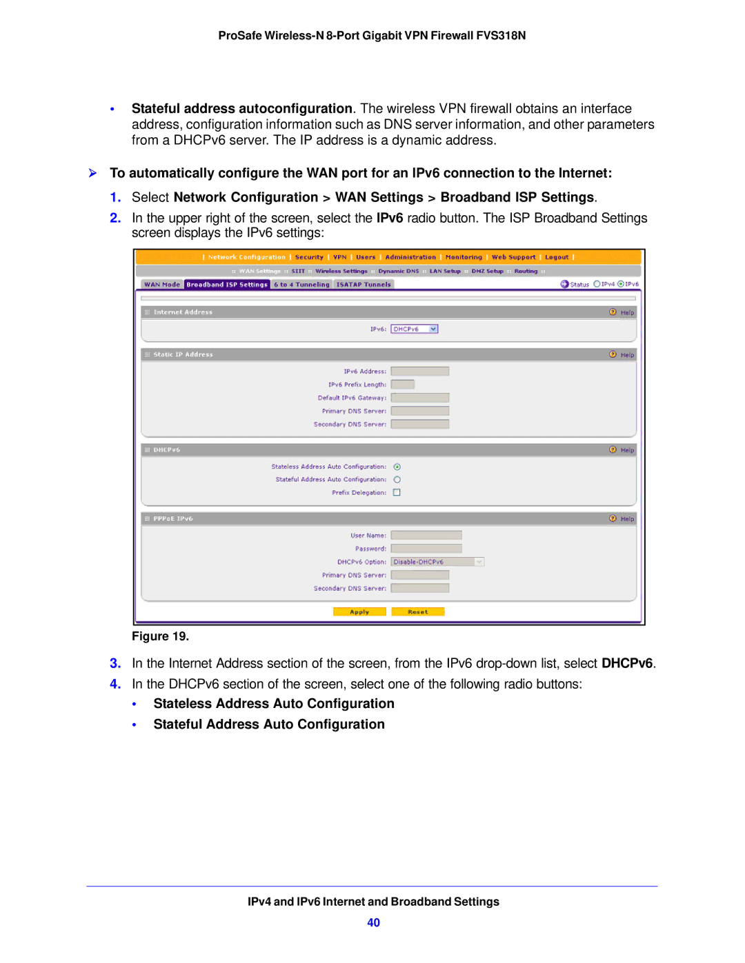 NETGEAR manual ProSafe Wireless-N 8-Port Gigabit VPN Firewall FVS318N 