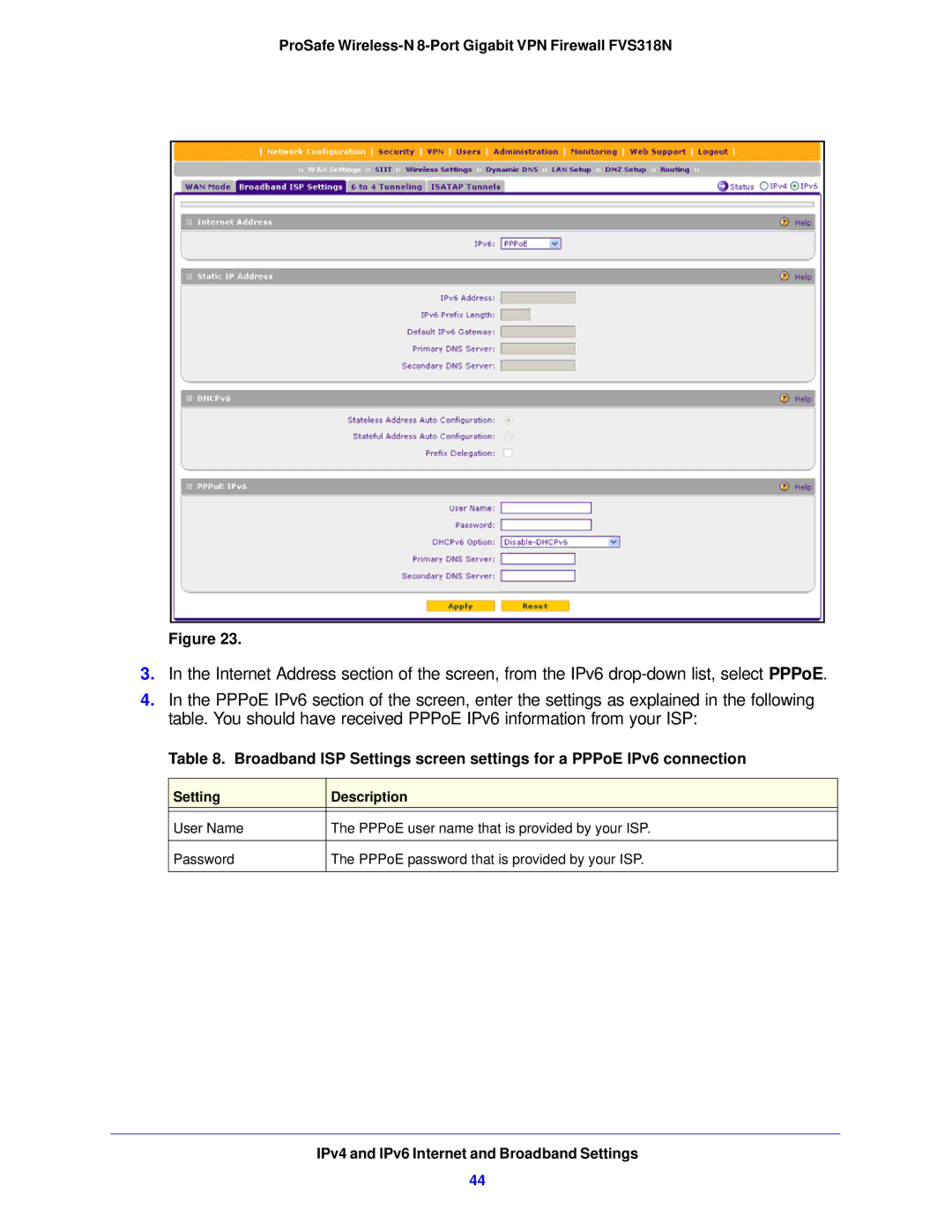 NETGEAR manual ProSafe Wireless-N 8-Port Gigabit VPN Firewall FVS318N 