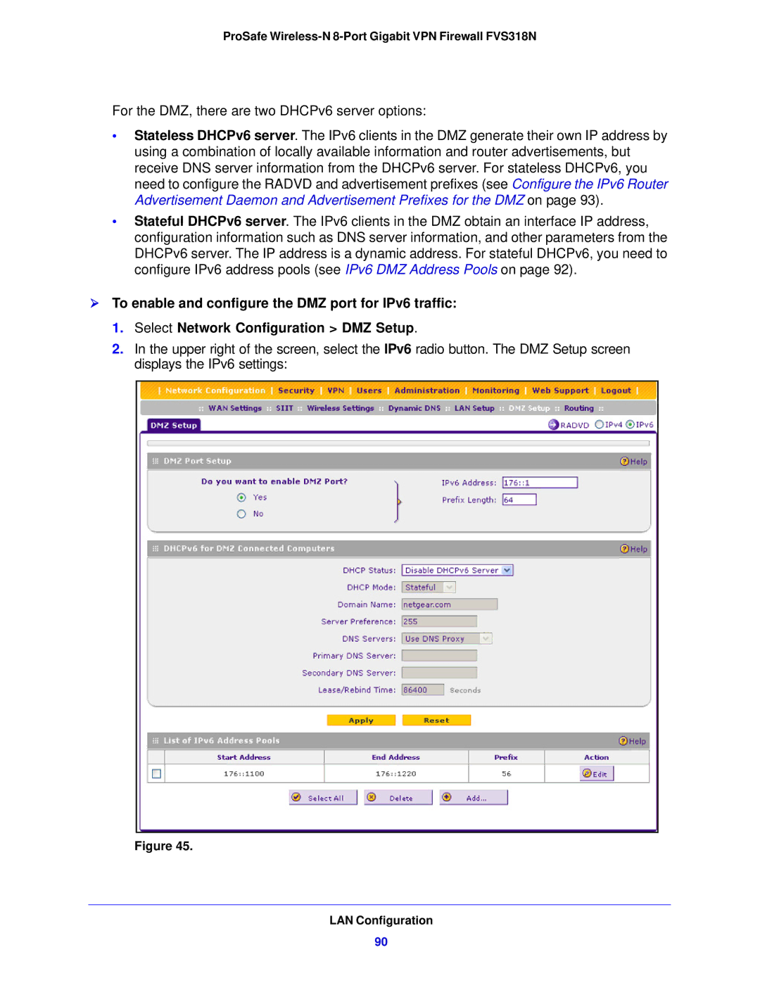 NETGEAR manual ProSafe Wireless-N 8-Port Gigabit VPN Firewall FVS318N 