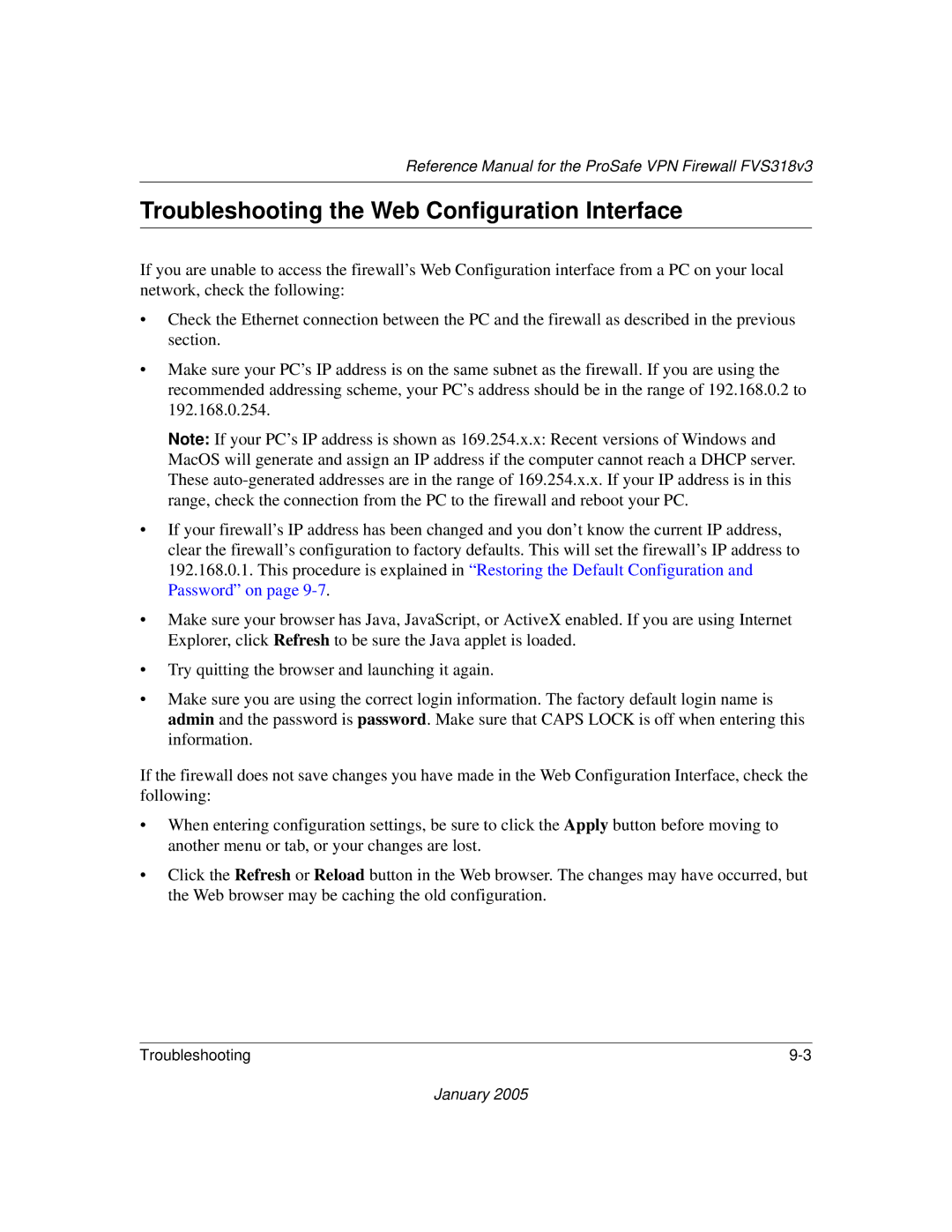 NETGEAR FVS318v3 manual Troubleshooting the Web Configuration Interface 