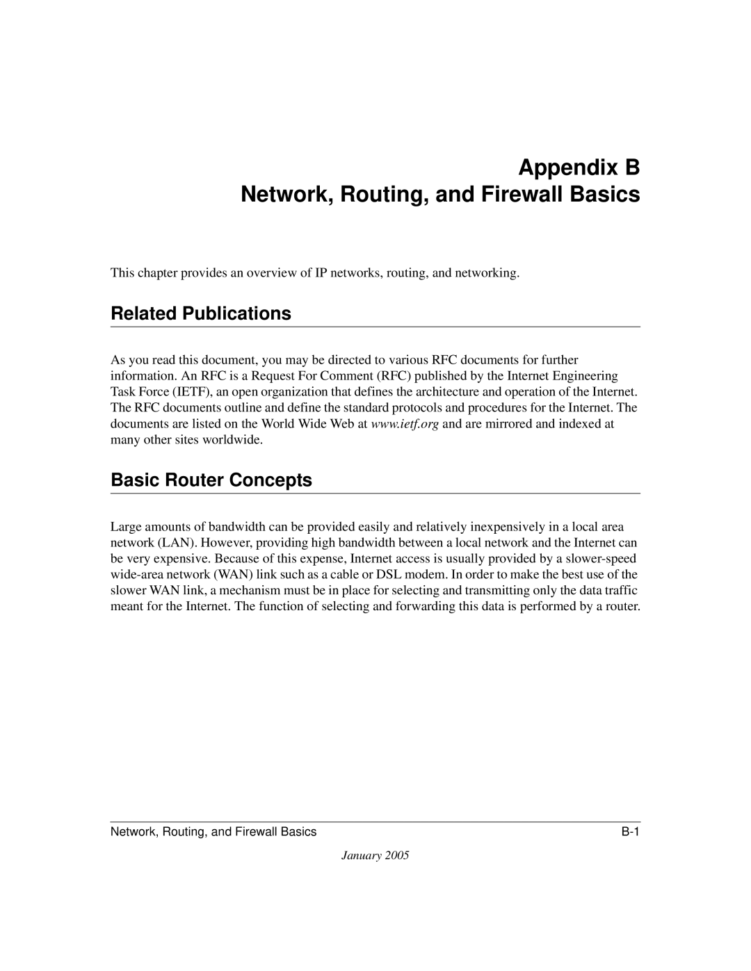 NETGEAR FVS318v3 manual Appendix B Network, Routing, and Firewall Basics, Related Publications Basic Router Concepts 