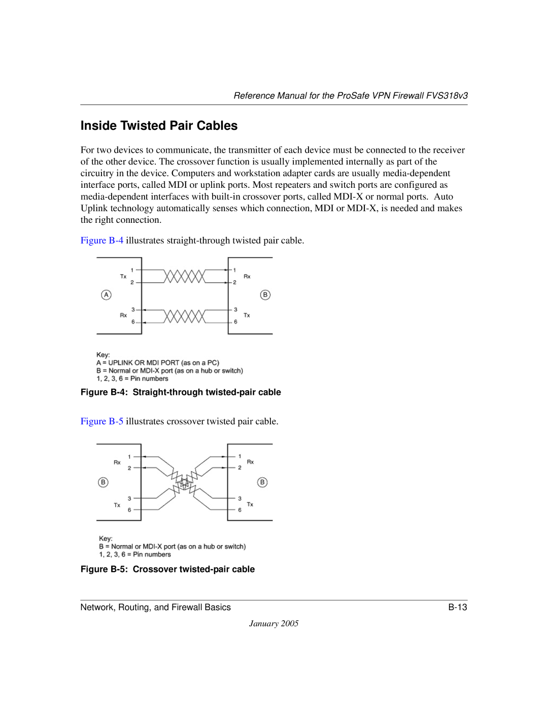 NETGEAR FVS318v3 manual Inside Twisted Pair Cables, Figure B-4 Straight-through twisted-pair cable 