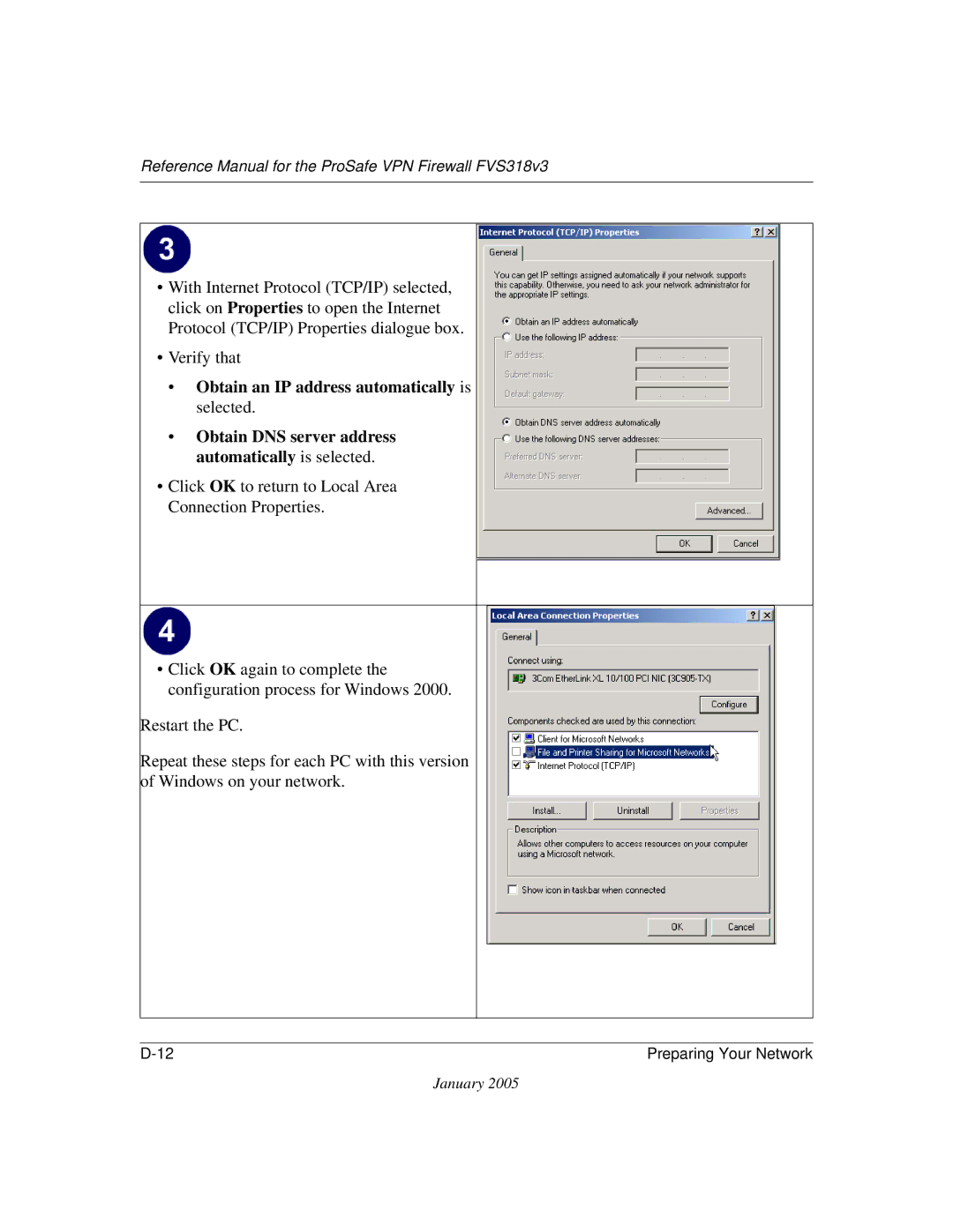 NETGEAR FVS318v3 manual Obtain an IP address automatically is selected 