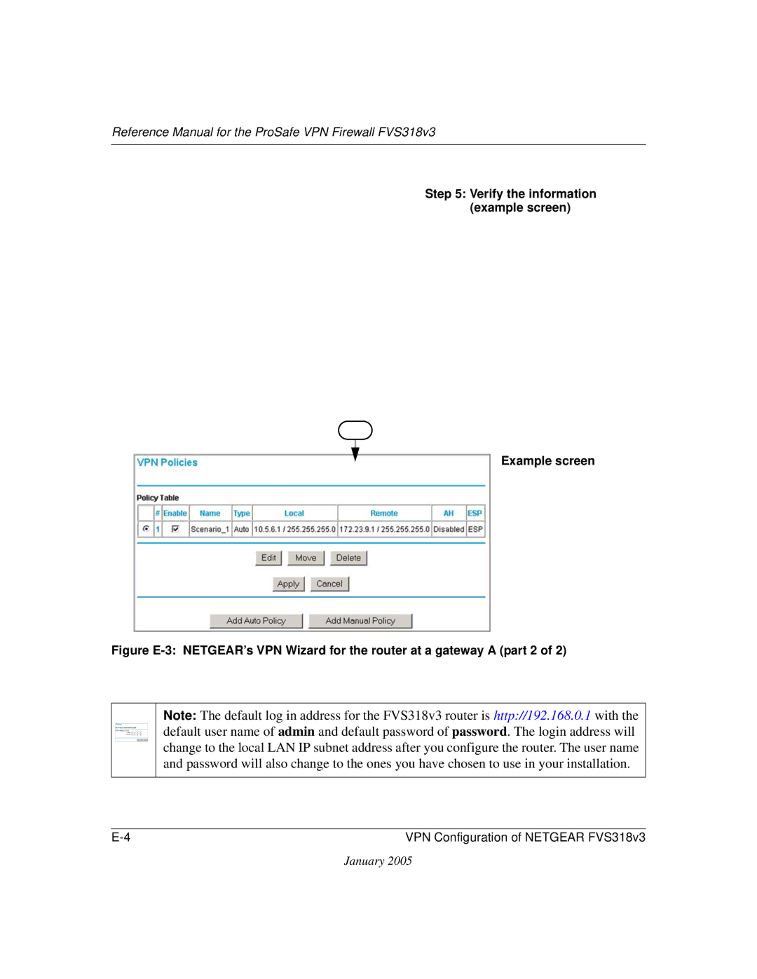 NETGEAR FVS318v3 manual Verify the information example screen Example screen 