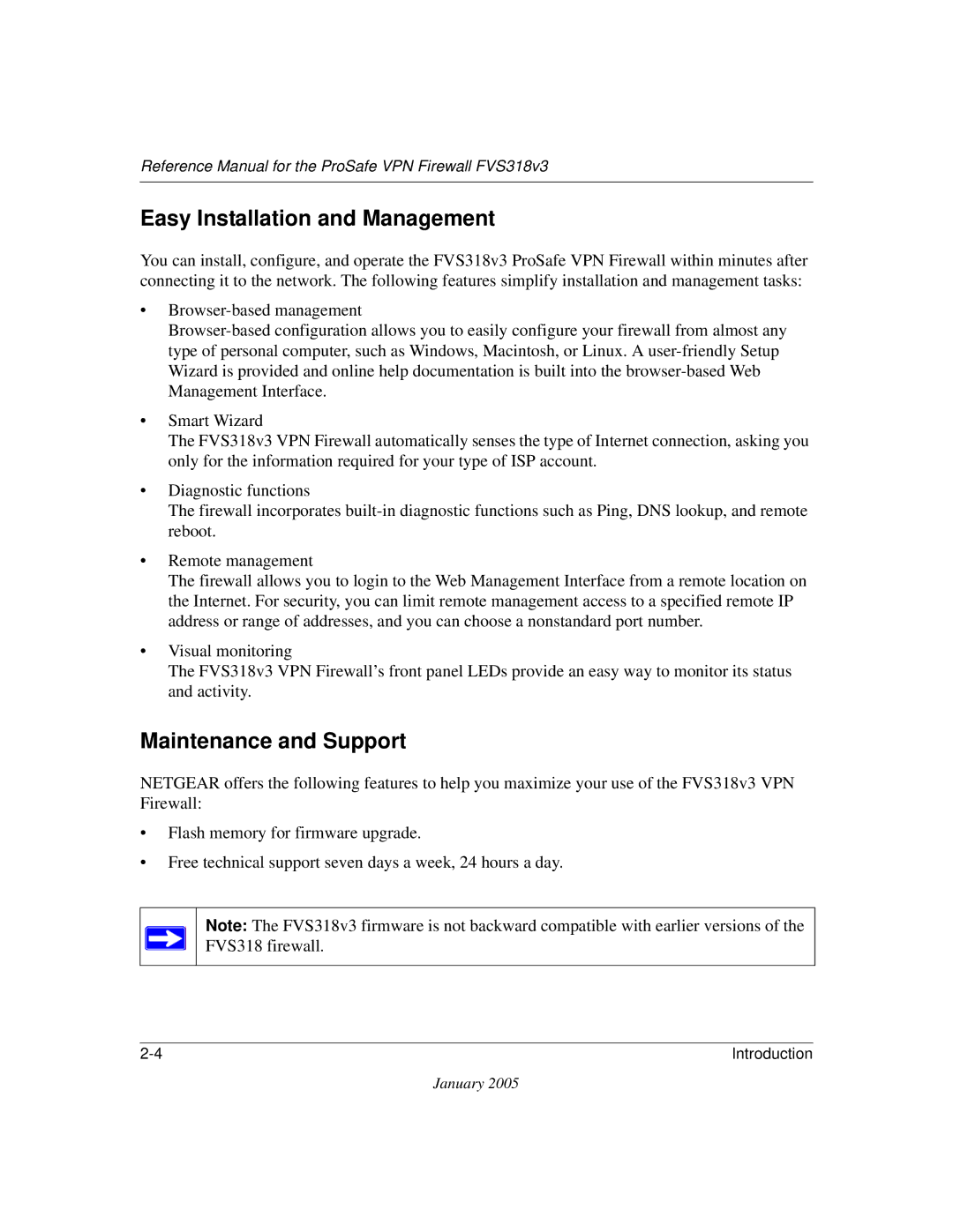 NETGEAR FVS318v3 manual Easy Installation and Management, Maintenance and Support 