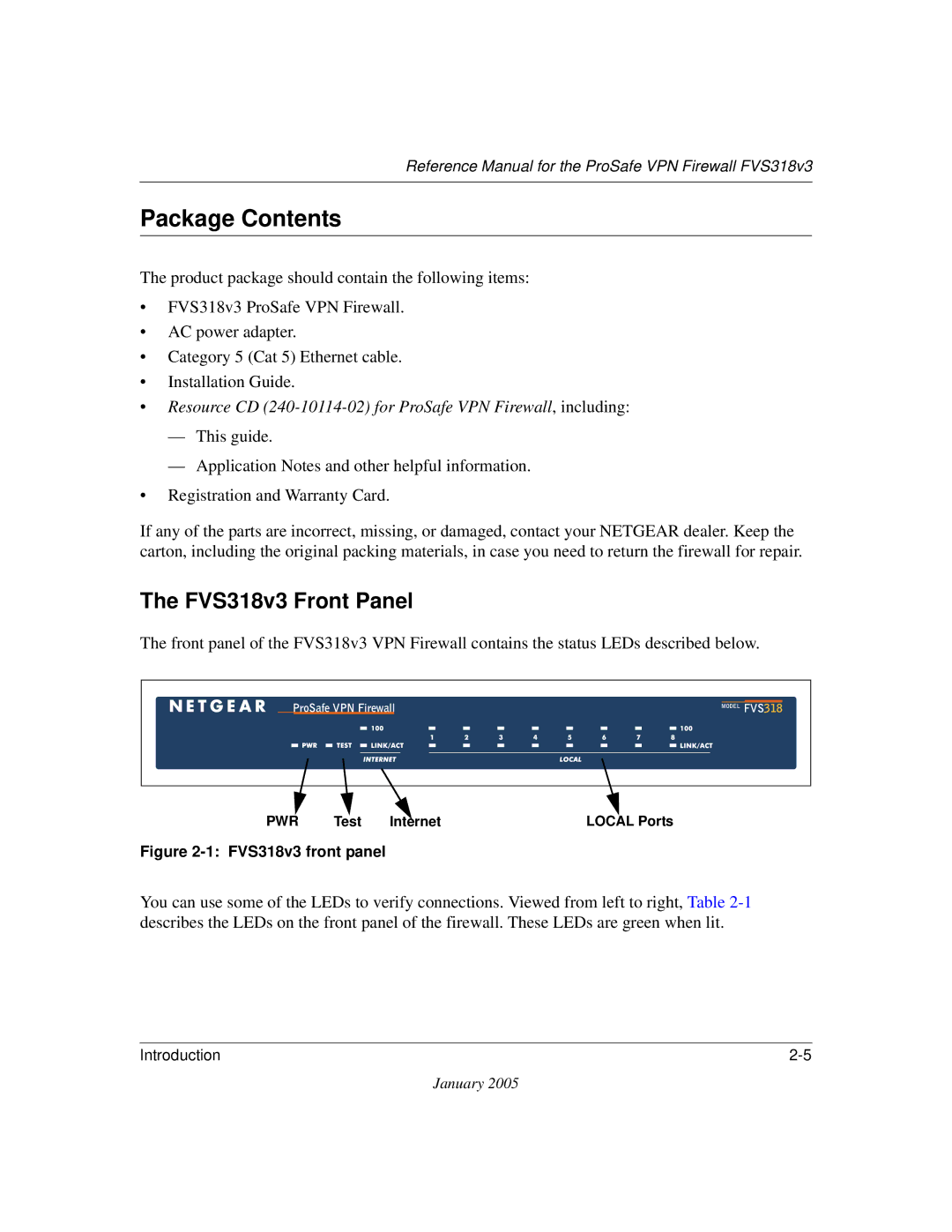 NETGEAR FVS318v3 manual Package Contents 