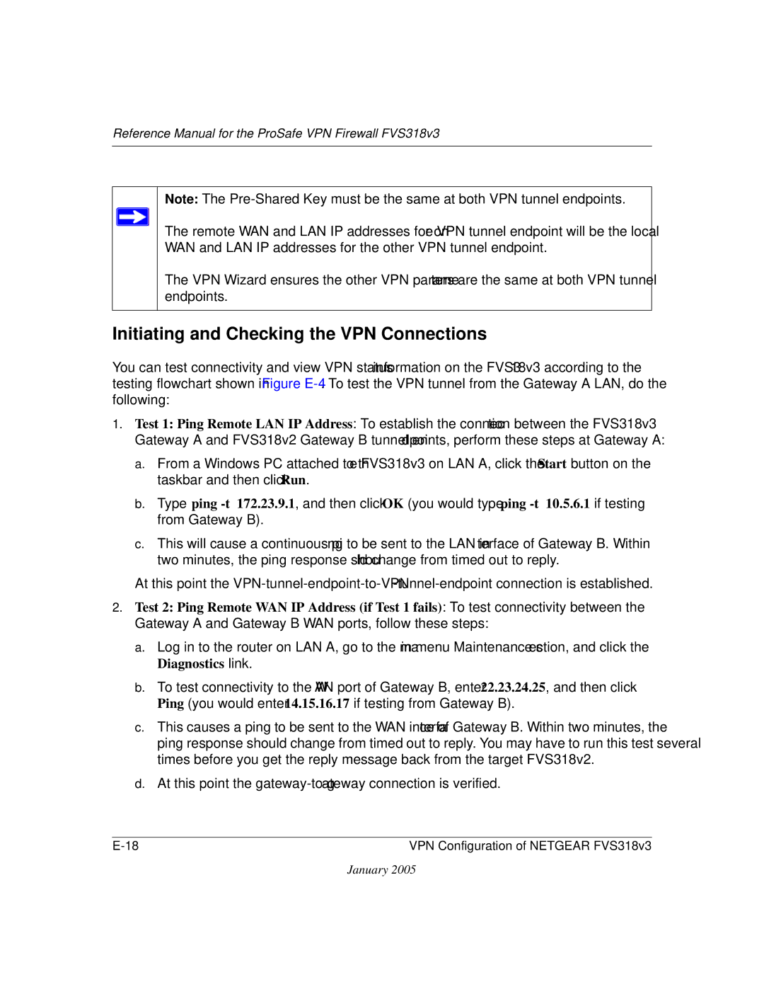 NETGEAR FVS318v3 manual Initiating and Checking the VPN Connections 