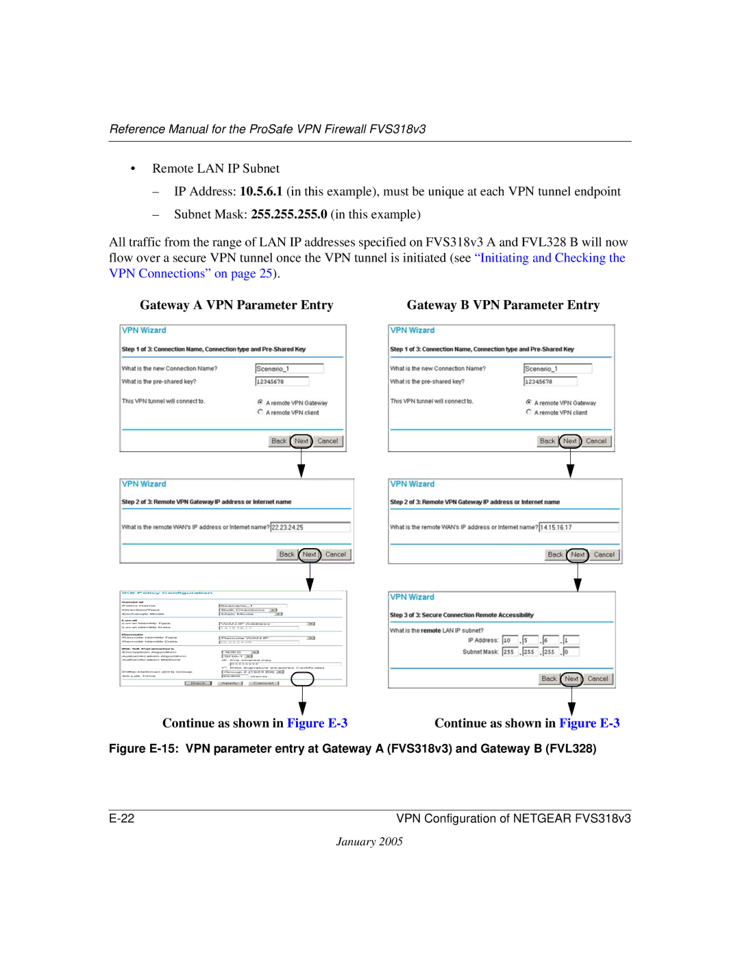 NETGEAR FVS318v3 manual Continue as shown in Figure E-3 