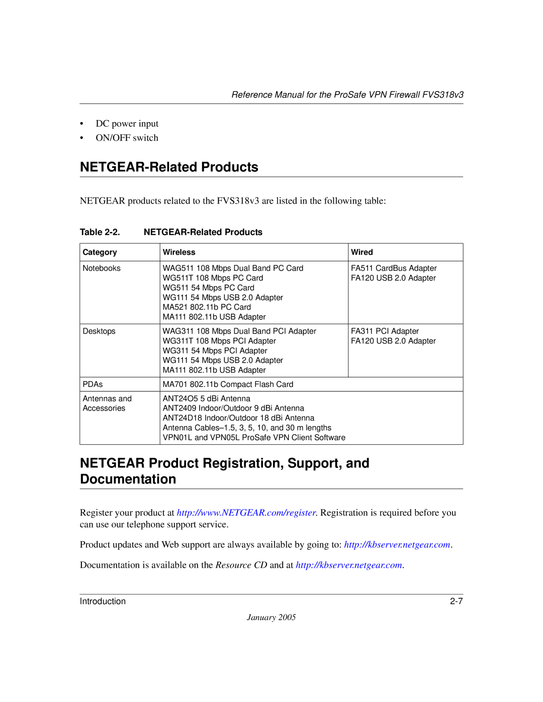 NETGEAR FVS318v3 manual NETGEAR-Related Products, Netgear Product Registration, Support, and Documentation 