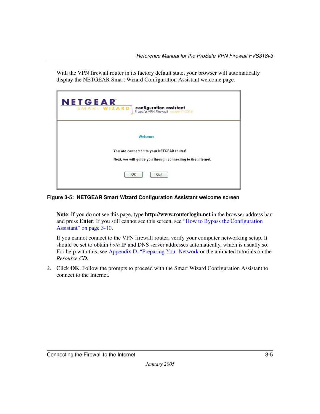 NETGEAR FVS318v3 manual Netgear Smart Wizard Configuration Assistant welcome screen 