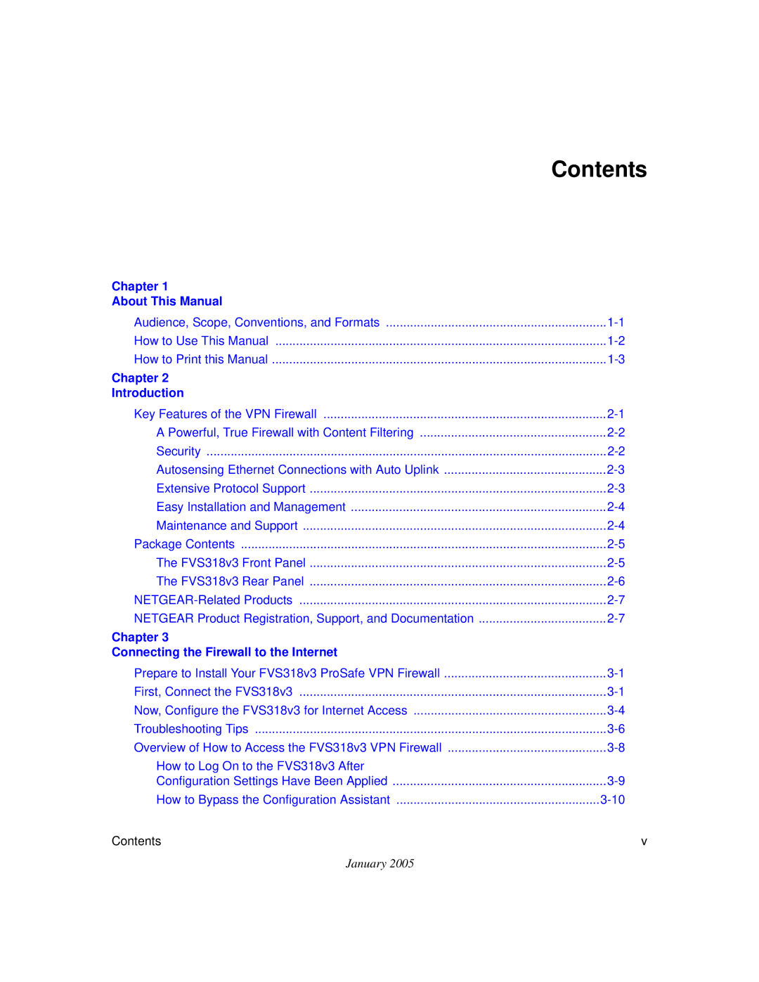 NETGEAR FVS318v3 manual Contents 