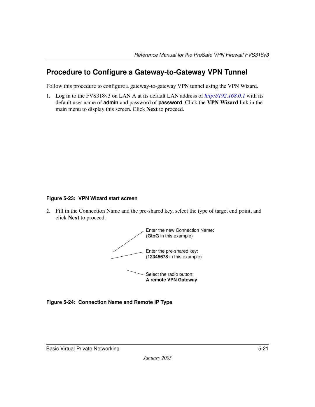 NETGEAR FVS318v3 manual Procedure to Configure a Gateway-to-Gateway VPN Tunnel, VPN Wizard start screen 