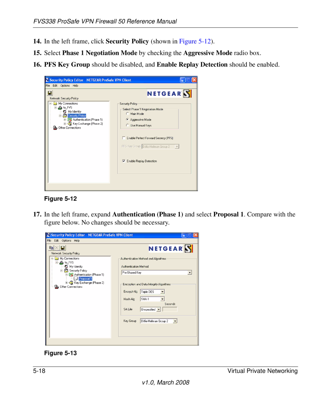 NETGEAR FVS338 manual Left frame, click Security Policy shown in Figure 