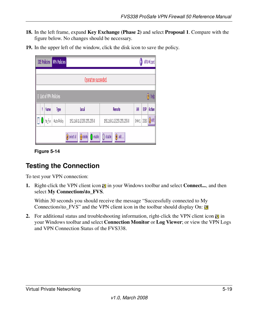 NETGEAR FVS338 manual Testing the Connection 