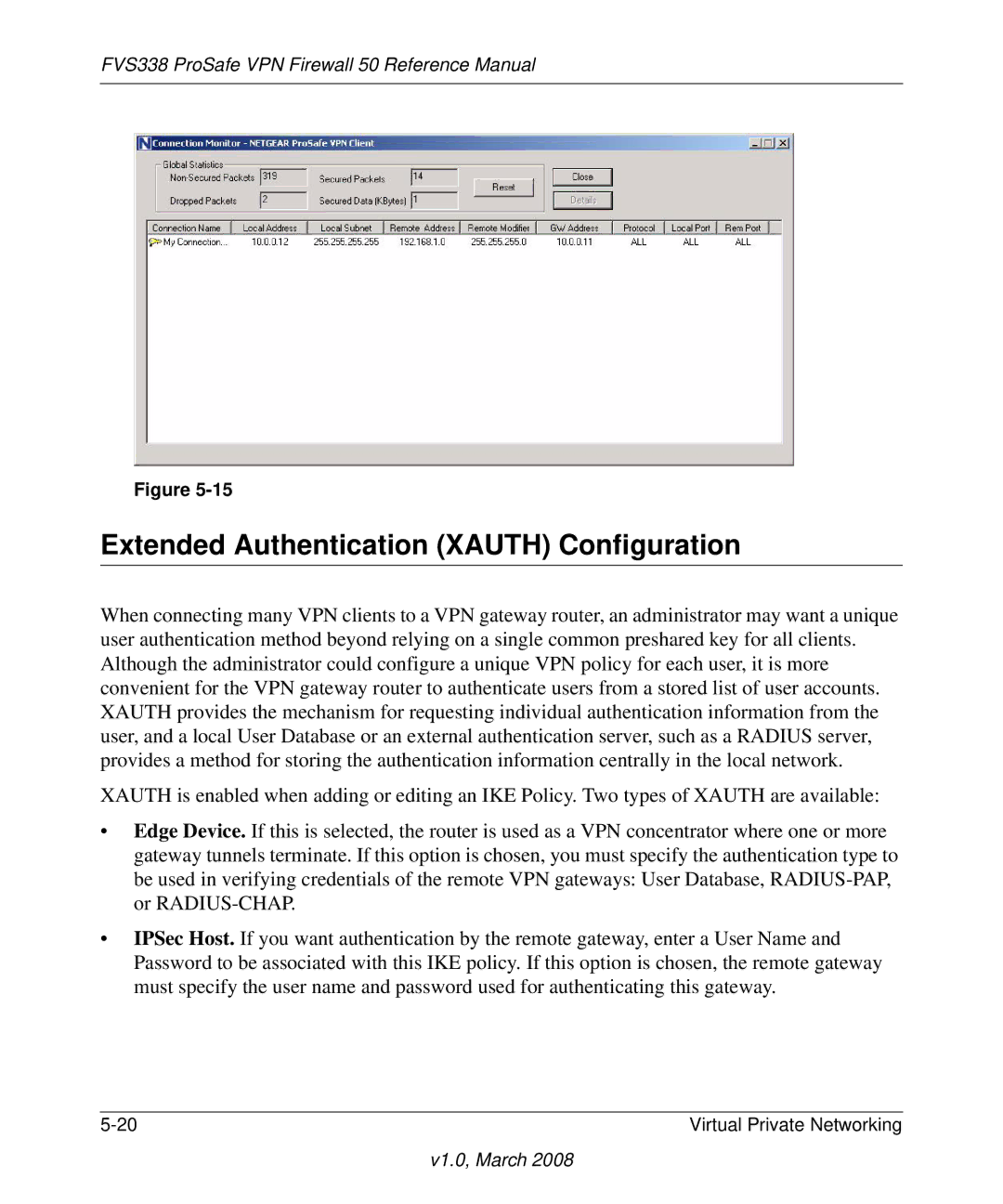 NETGEAR FVS338 manual Extended Authentication Xauth Configuration 