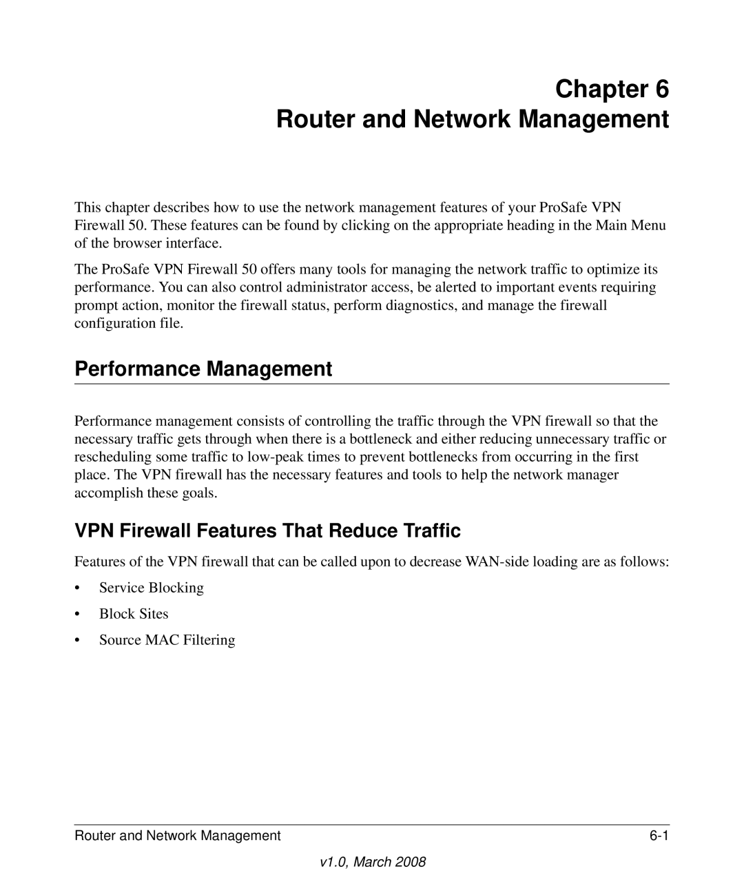 NETGEAR FVS338 manual Performance Management, VPN Firewall Features That Reduce Traffic 