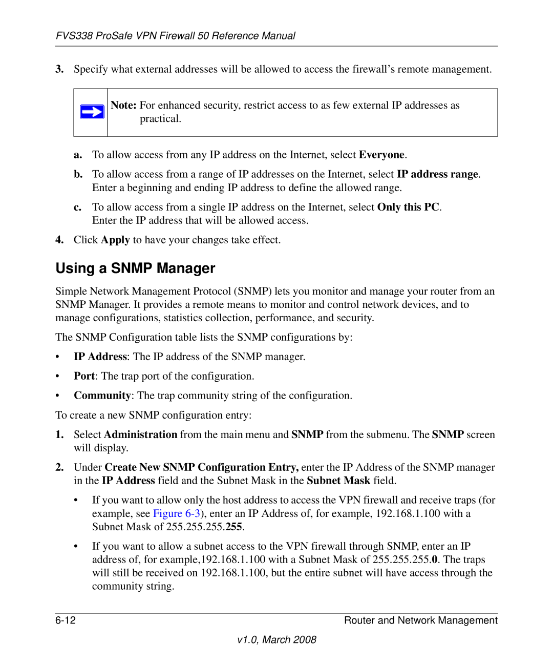 NETGEAR FVS338 manual Using a Snmp Manager 