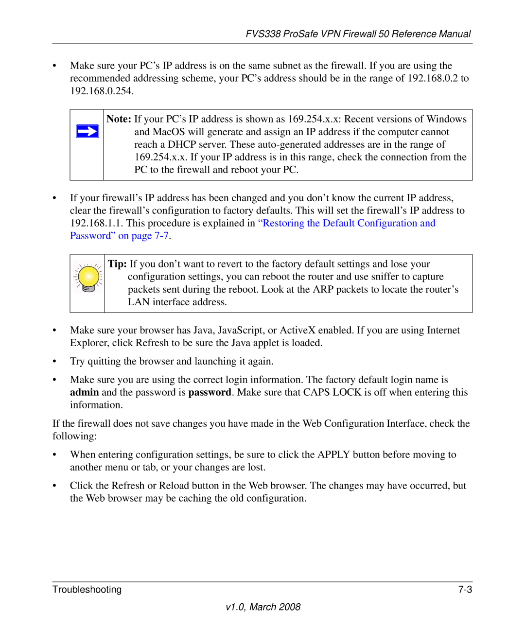 NETGEAR manual FVS338 ProSafe VPN Firewall 50 Reference Manual 