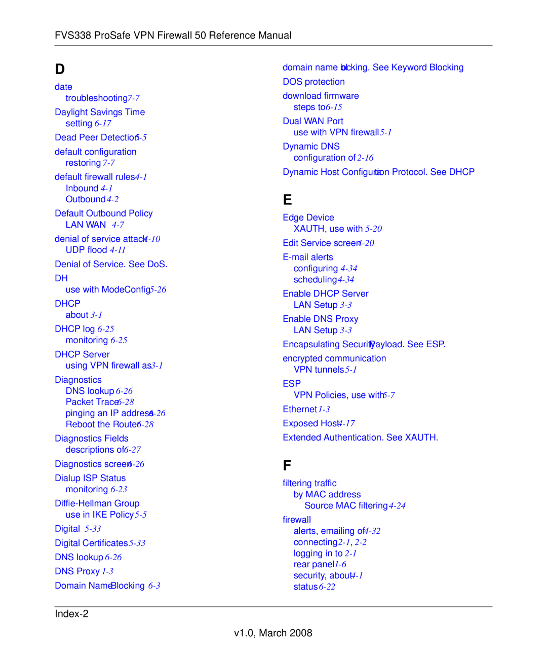 NETGEAR FVS338 manual Index-2 