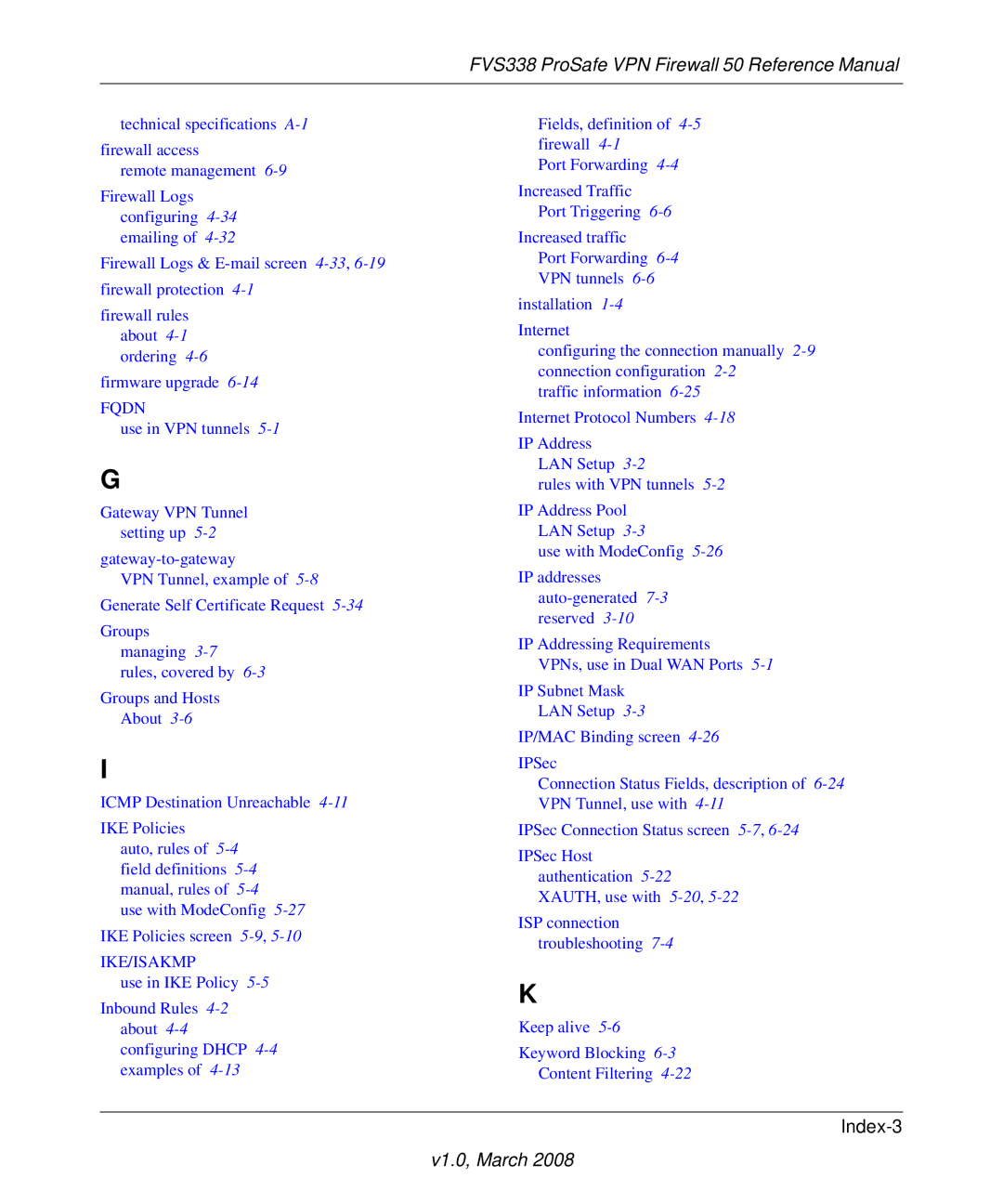 NETGEAR FVS338 manual Index-3 