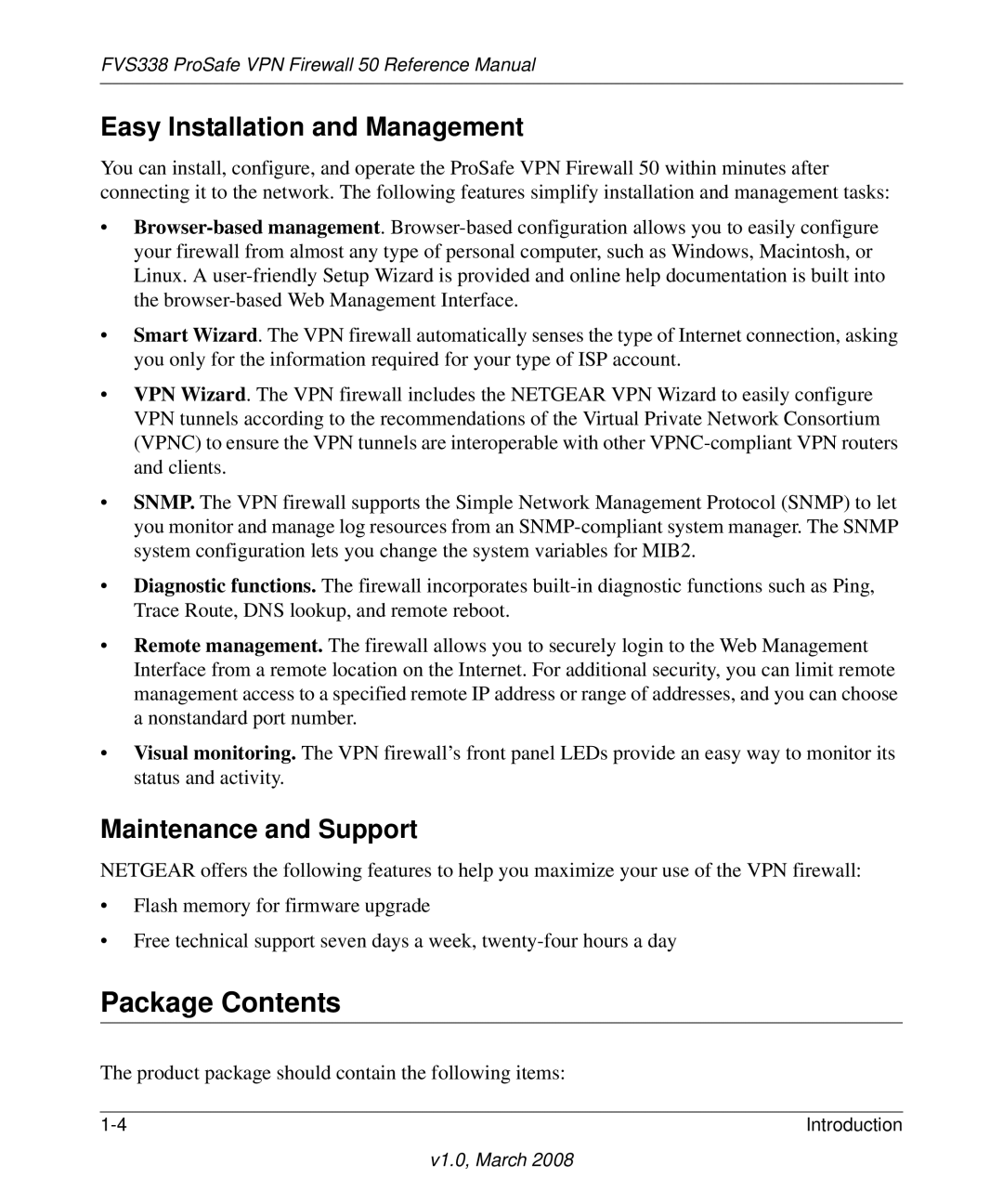 NETGEAR FVS338 manual Package Contents 