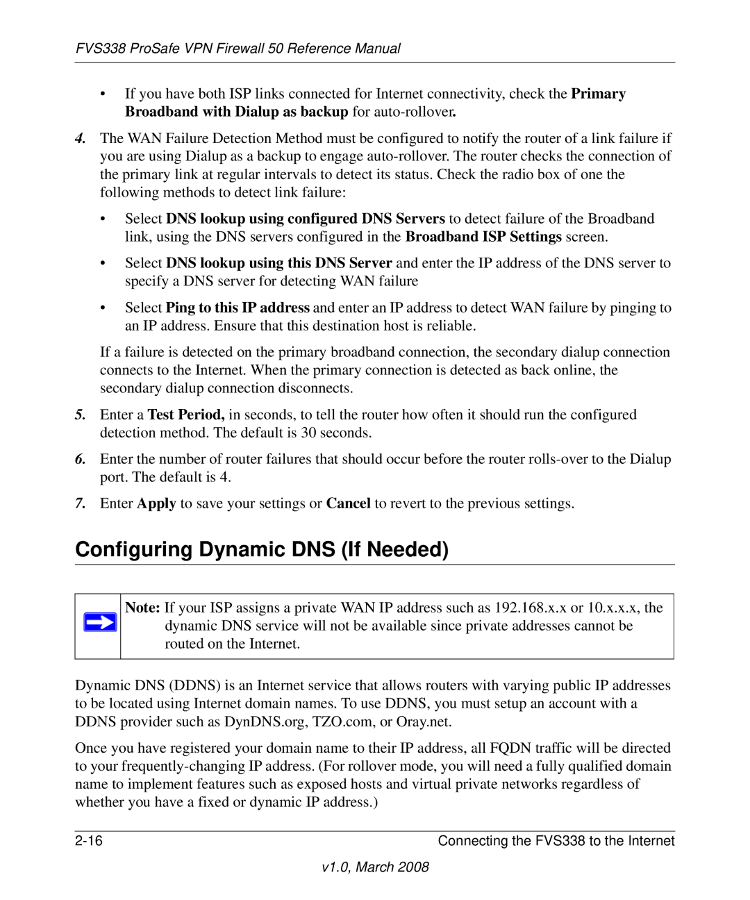 NETGEAR FVS338 manual Configuring Dynamic DNS If Needed 