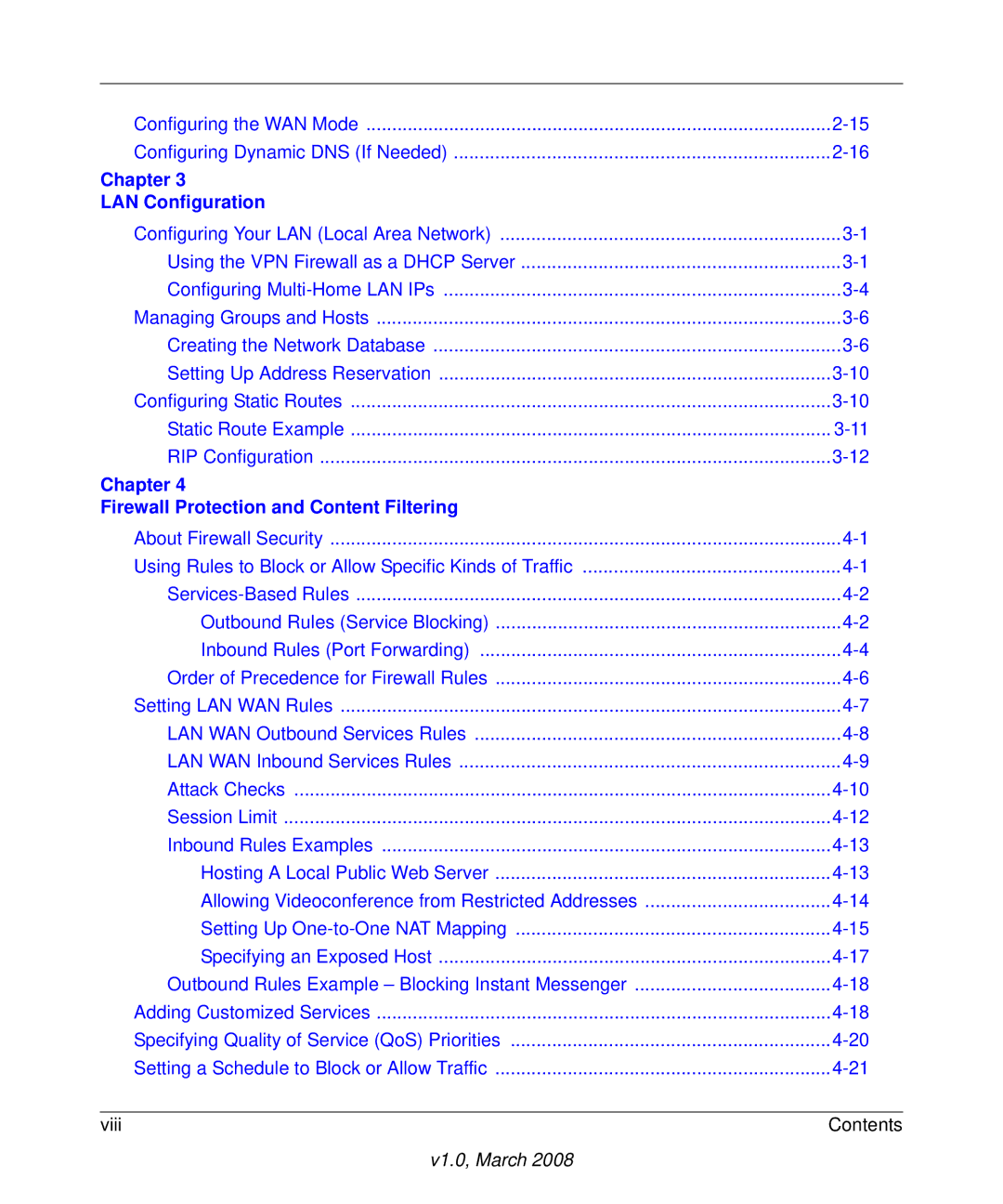 NETGEAR FVS338 manual Chapter LAN Configuration 