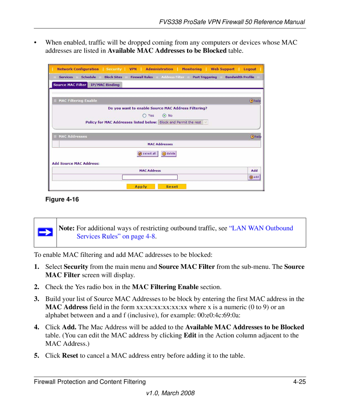 NETGEAR manual FVS338 ProSafe VPN Firewall 50 Reference Manual 