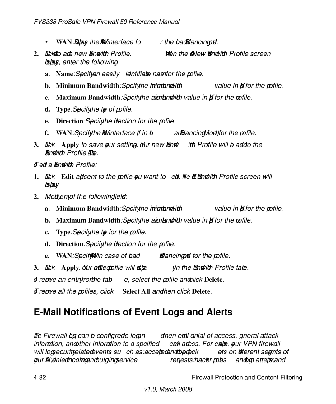 NETGEAR FVS338 manual Mail Notifications of Event Logs and Alerts 