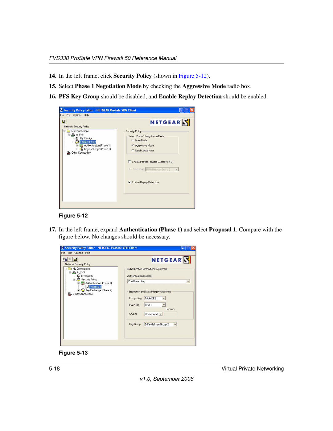 NETGEAR FVS338 manual Left frame, click Security Policy shown in Figure 