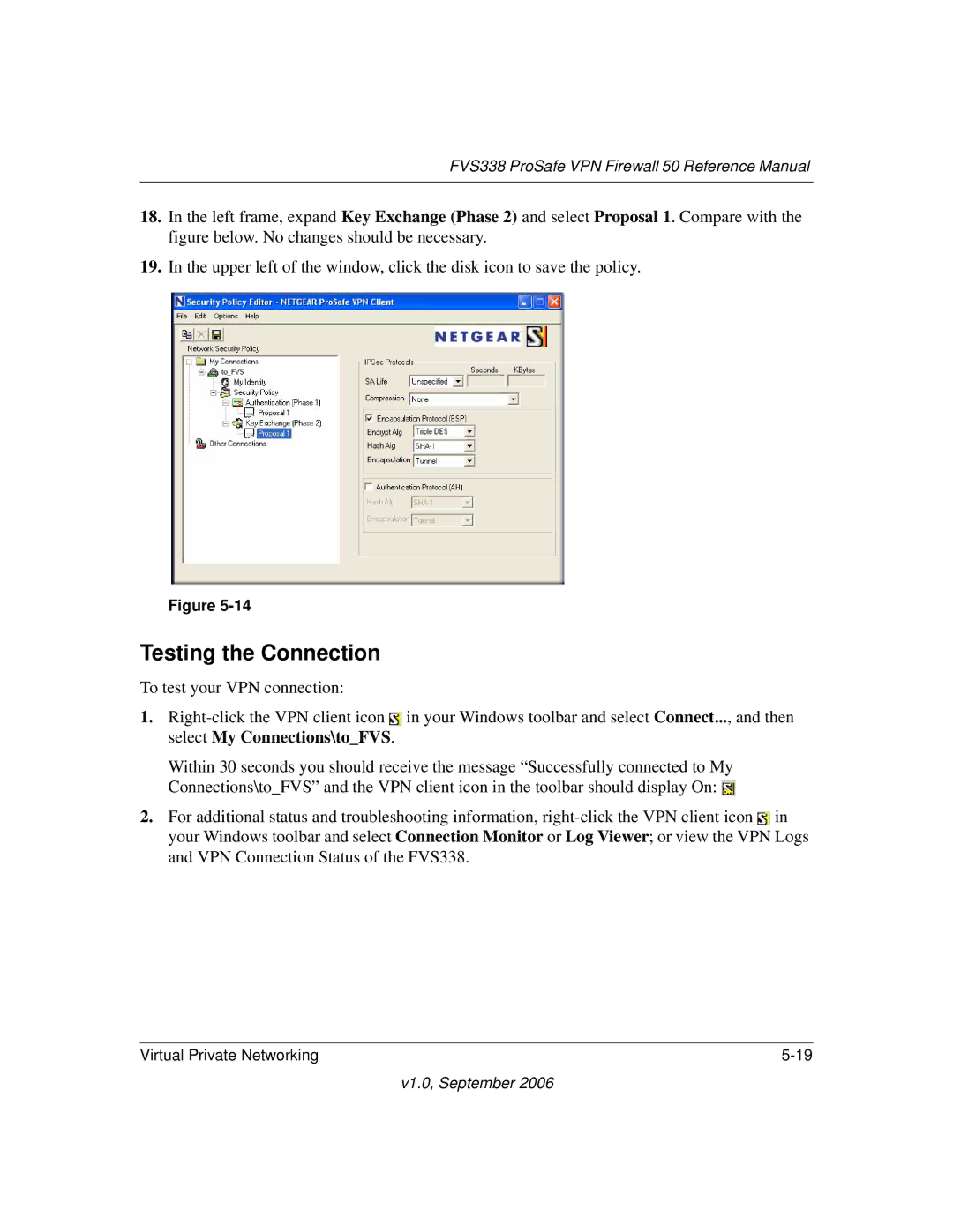 NETGEAR FVS338 manual Testing the Connection 