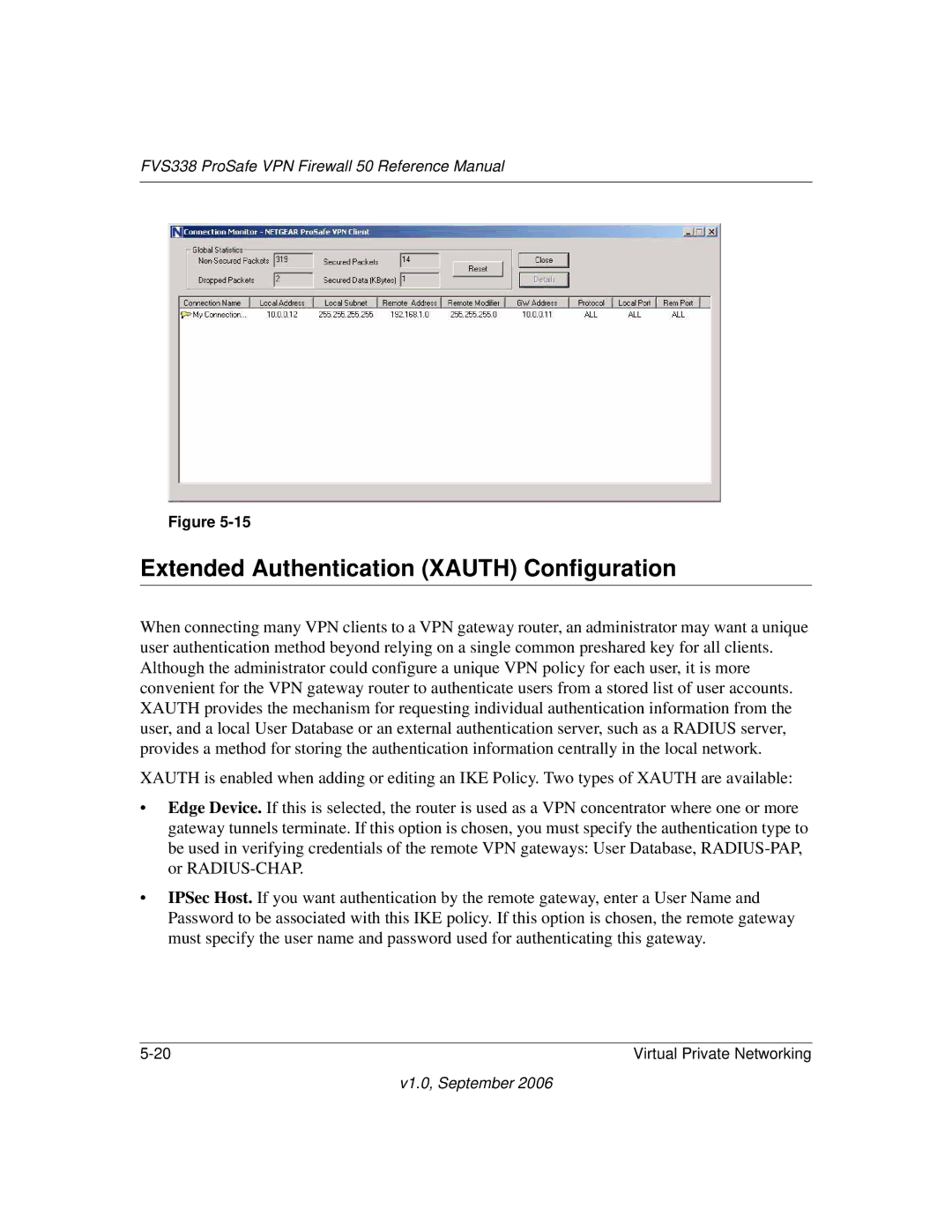 NETGEAR FVS338 manual Extended Authentication Xauth Configuration 