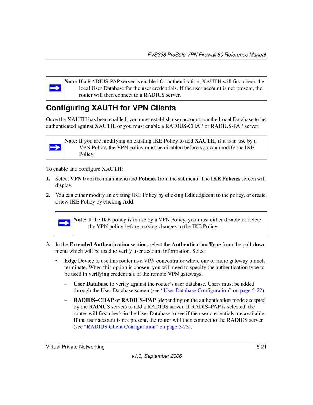 NETGEAR FVS338 manual Configuring Xauth for VPN Clients 