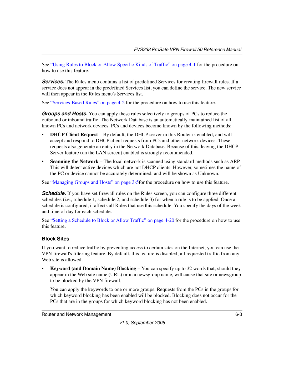 NETGEAR FVS338 manual Block Sites 