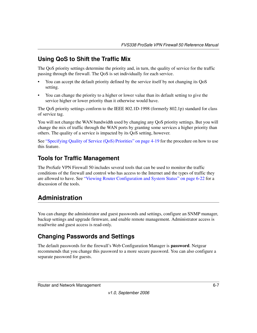 NETGEAR FVS338 manual Administration, Using QoS to Shift the Traffic Mix, Tools for Traffic Management 